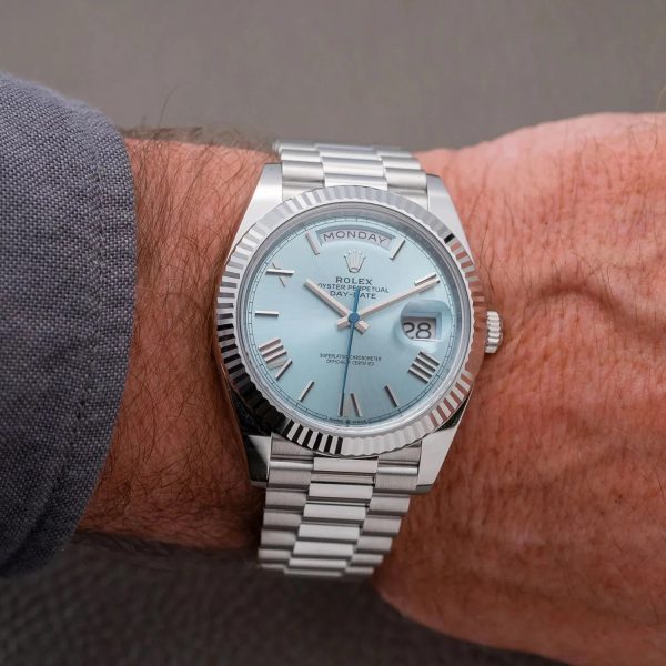 Oyster Perpetual Day-Date President 40mm in Platinum with Ice-Blue Dial Men's Watch 228236-0012 Unworn - Image 11